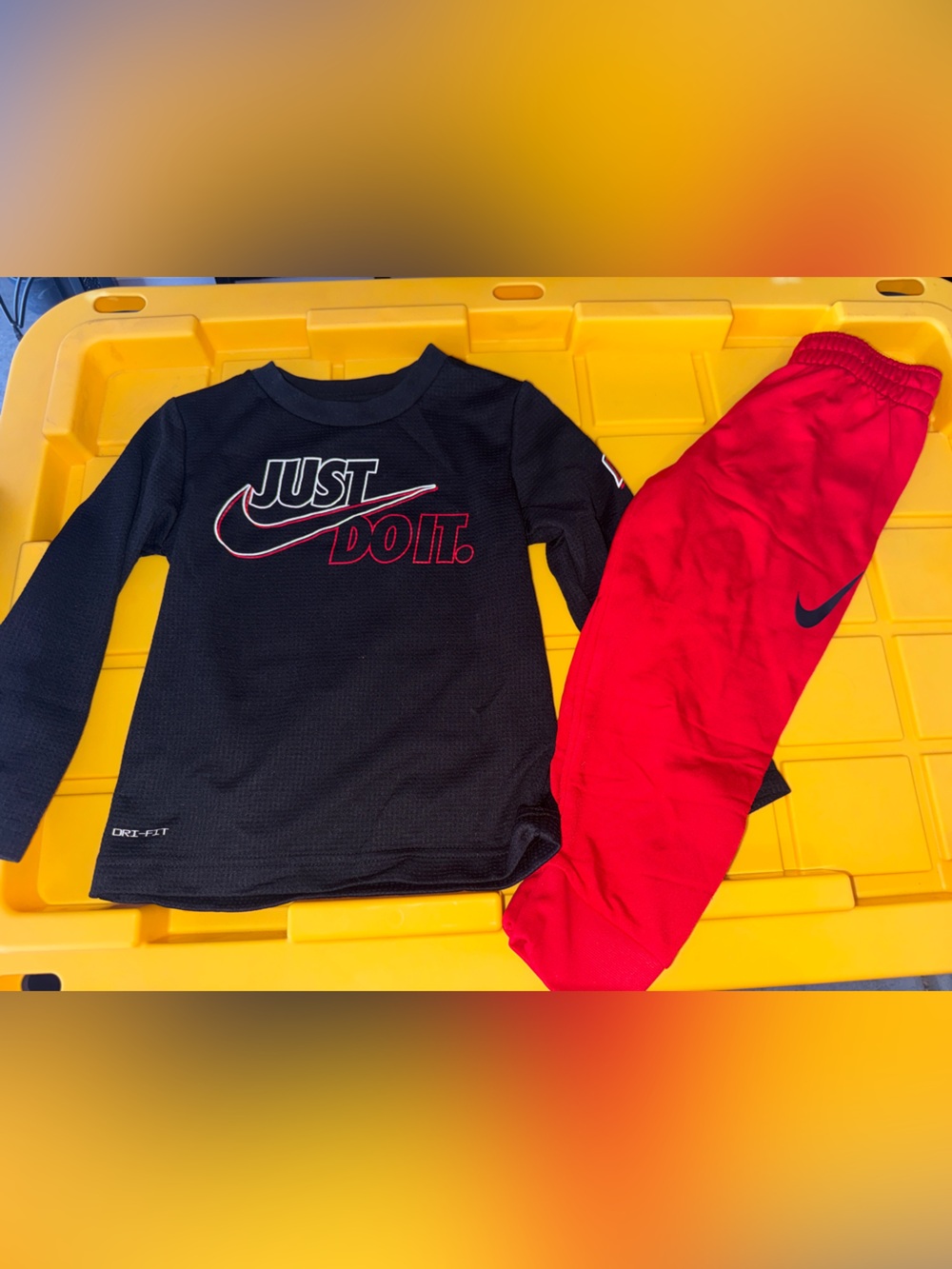 Nike Black Long-Sleeve 'Just Do It' Tee with Red Accents